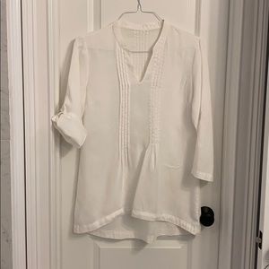 Long linen tunic pintuck detail